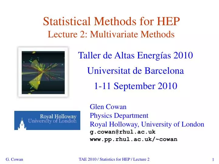 statistical methods for hep lecture 2 multivariate methods