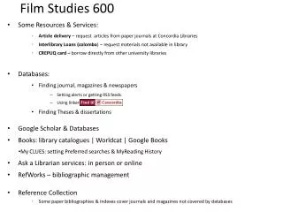 Film Studies 600