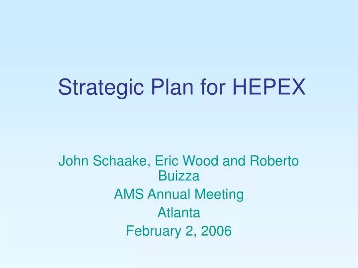 strategic plan for hepex