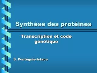 synth se des prot ines