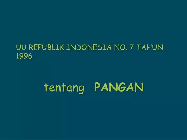 uu republik indonesia no 7 tahun 1996