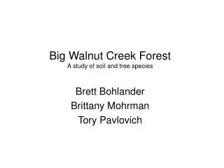 Big Walnut Creek Forest A study of soil and tree species