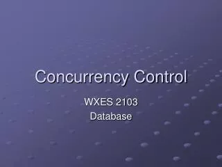 Concurrency Control