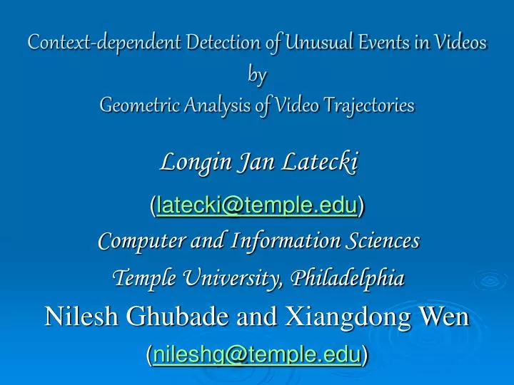 context dependent detection of unusual events in videos by geometric analysis of video trajectories