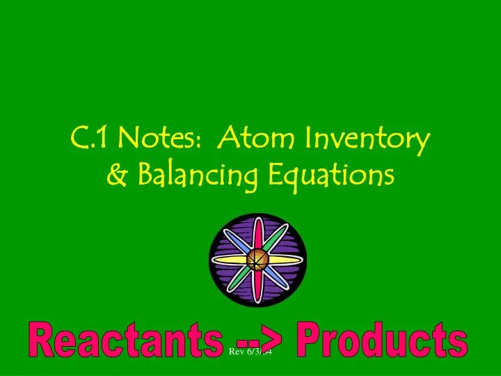 c 1 notes atom inventory balancing equations
