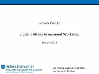 Survey Design Student Affairs Assessment Workshop