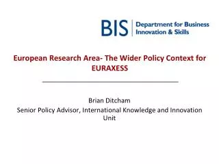 European Research Area- The Wider Policy Context for EURAXESS