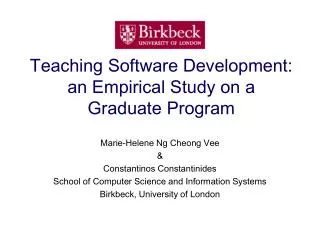 Teaching Software Development: an Empirical Study on a Graduate Program