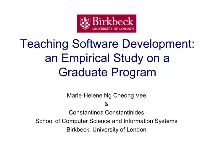 teaching software development an empirical study on a graduate program