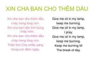 xin cha ban cho th m d u