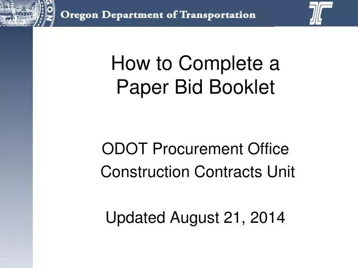 how to complete a paper bid booklet