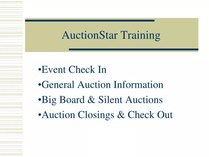 auctionstar training
