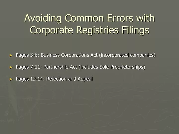avoiding common errors with corporate registries filings