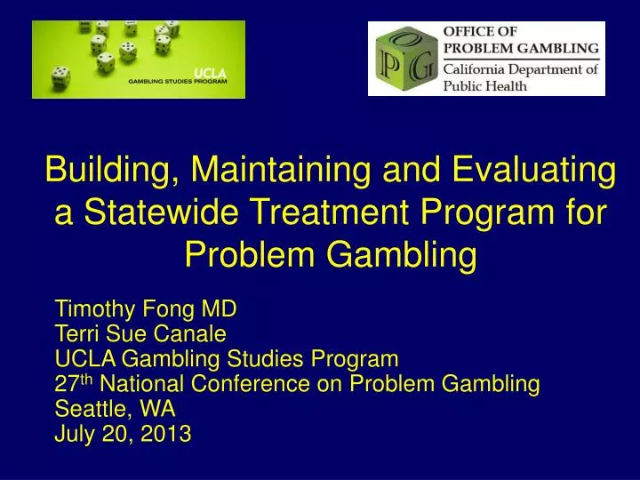 building maintaining and evaluating a statewide treatment program for problem gambling