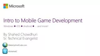 Intro to Mobile Game Development