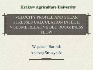 VELOCITY PROFILE AND SHEAR STRESSES CALCULATION IN HIGH VOLUME RELATIVE BED ROUGHNESS FLOW