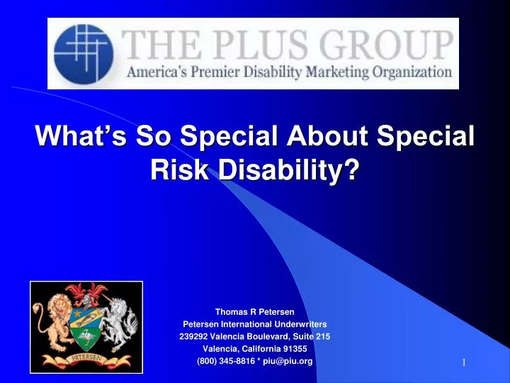 what s so special about special risk disability