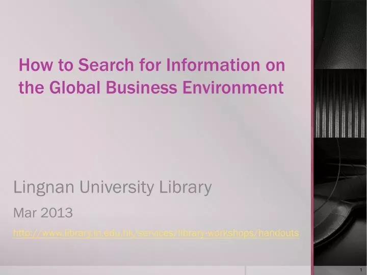 how to search for information on the global business environment
