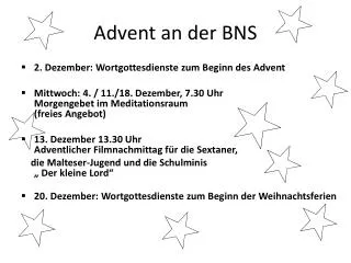 advent an der bns