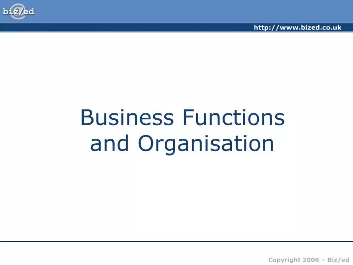 business functions and organisation