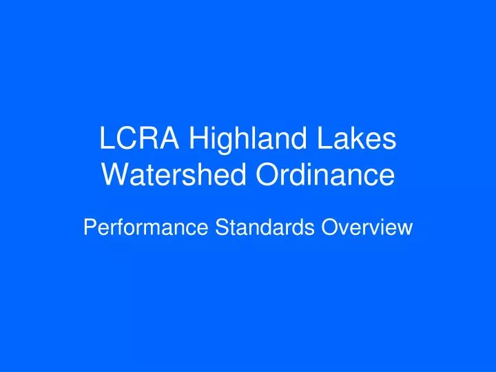 lcra highland lakes watershed ordinance