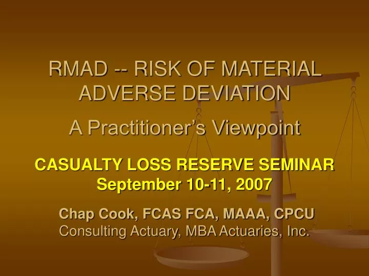 rmad risk of material adverse deviation a practitioner s viewpoint