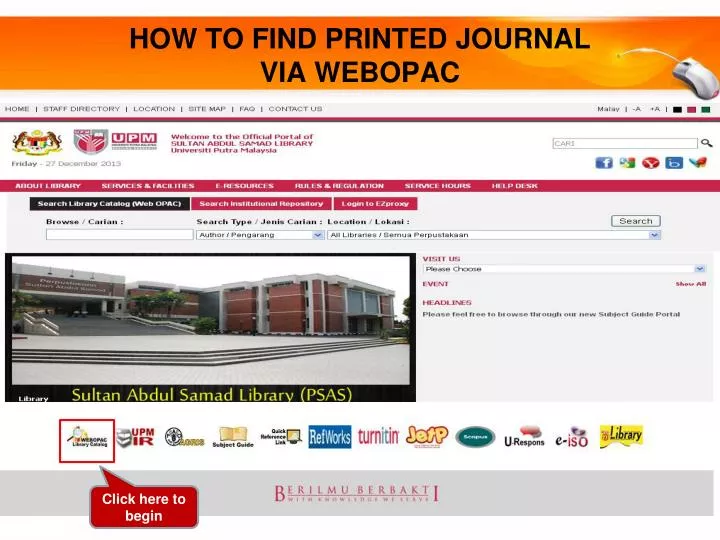 how to find printed journal via webopac