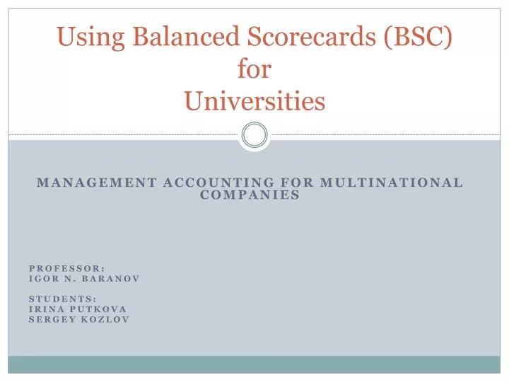 using balanced scorecards bsc for universities
