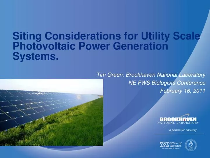 siting considerations for utility scale photovoltaic power generation systems