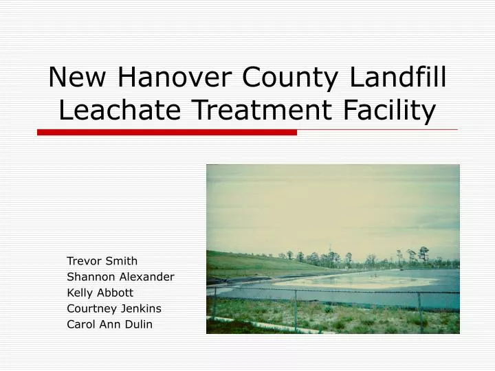 new hanover county landfill leachate treatment facility