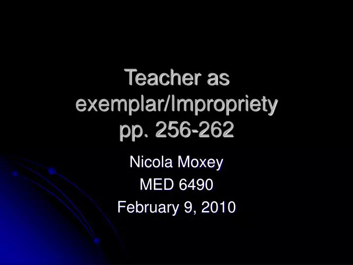 teacher as exemplar impropriety pp 256 262