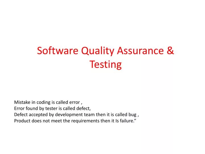 software quality assurance testing