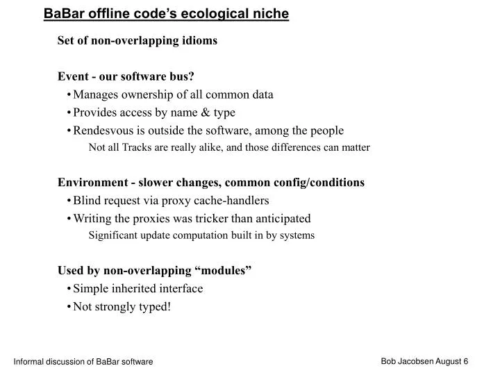 babar offline code s ecological niche