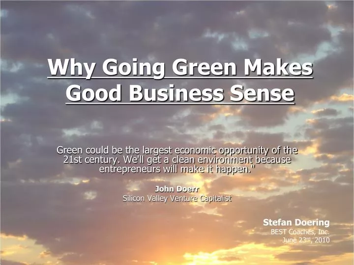 why going green makes good business sense