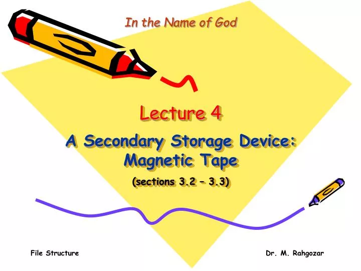 lecture 4 a secondary storage device magnetic tape sections 3 2 3 3