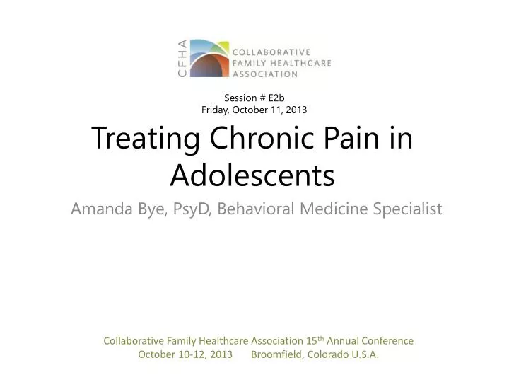 treating chronic pain in adolescents