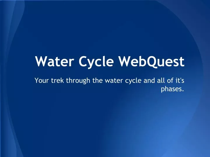 water cycle webquest