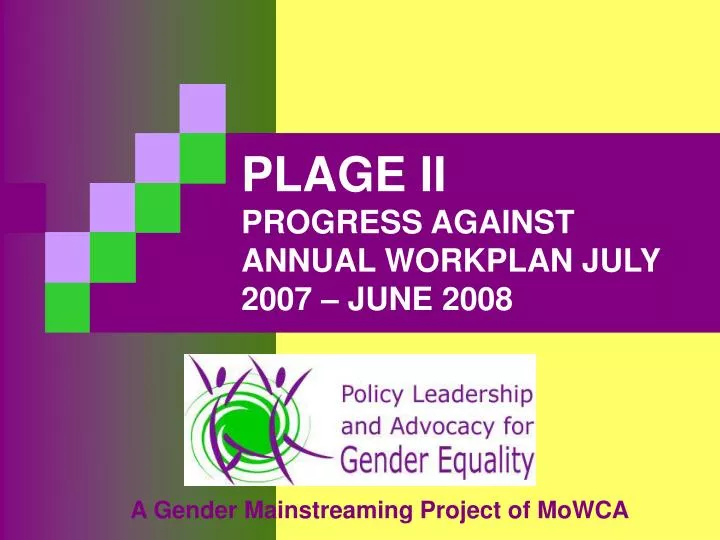 plage ii progress against annual workplan july 2007 june 2008