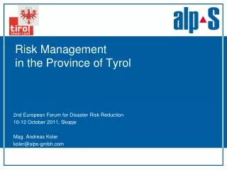 Risk Management in the Province of Tyrol