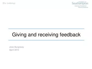 Giving and receiving feedback