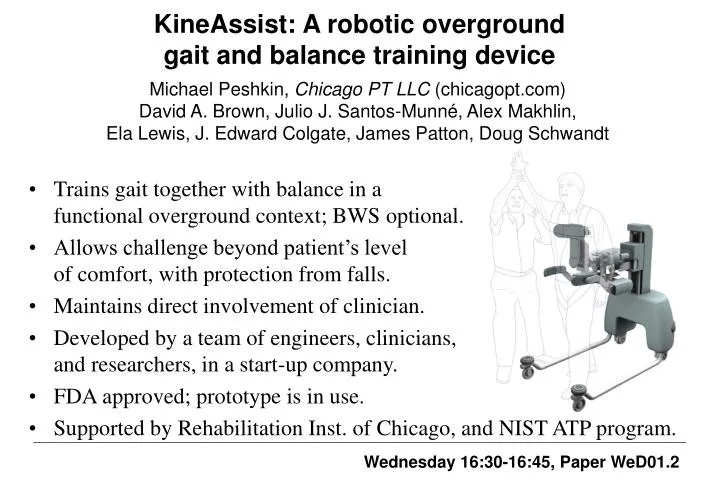 kineassist a robotic overground gait and balance training device