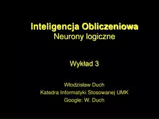 inteligencja obliczeniowa neurony logiczne
