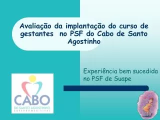 avalia o da implanta o do curso de gestantes no psf do cabo de santo agostinho