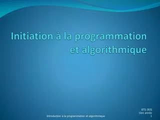 initiation la programmation et algorithmique