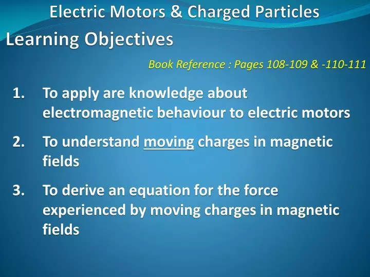 electric motors charged particles