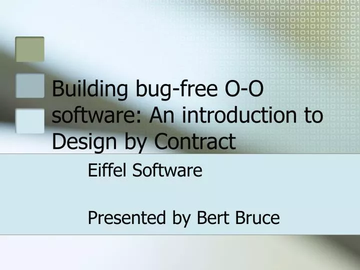 building bug free o o software an introduction to design by contract