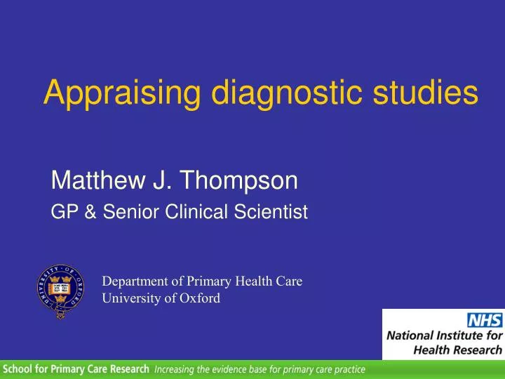 appraising diagnostic studies