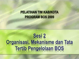 pelatihan tim kab kota program bos 2009