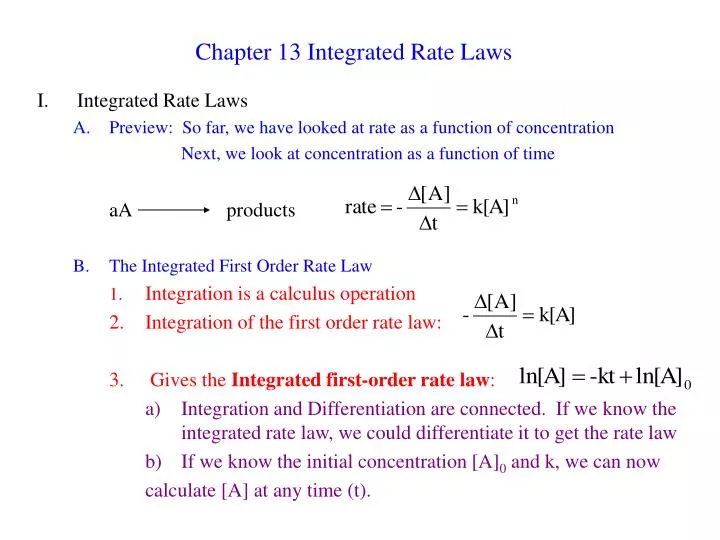 chapter 13 integrated rate laws