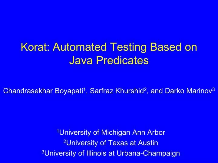 korat automated testing based on java predicates
